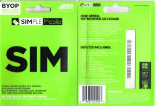 SIMPLE MOBILE SIM CARD FACTORY SEALED BRAND NEW T MOBILE NETWORK