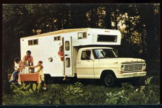 1967 Ford Pick Up Truck w/ Camper adv Dealer Postcard