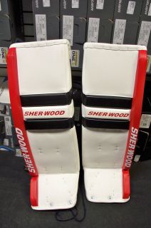 Sherwood T100 Wht/Red/Blk M Series Goalie 34+2 Leg Pads
