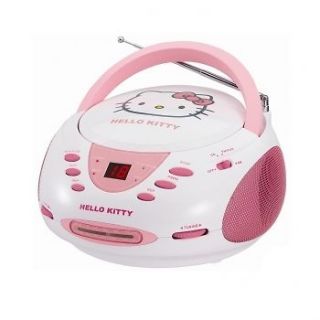HELLO KITTY STEREO CD PLAYER AM/FM RADIO BOOMBOX PINK / WHITE KT2024A 