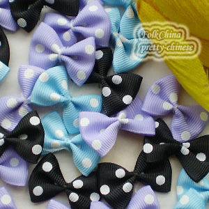 Mixed Grosgrain Bows Polka 30mm Appliques Scrapbooking Cardmaking 