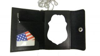 Police Leather Shield & ID Holders Recessed Custom Shield Cut Outs 