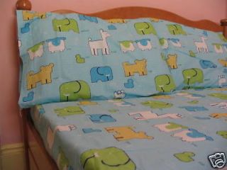   Twin Fitted Sheet&Pillowca​se Giraffe Tiger Lamb Duck Dog Blue Green
