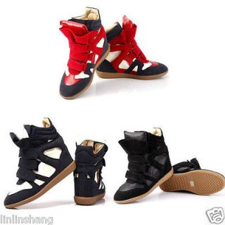 Womens Velcro Strap High TOP Sneakers Shoes/Ladys Ankle Wedge Boots 3 