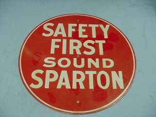 1920s Vtg Sparton Oogah Horn Porcelain Gas Station Advertising Sign 