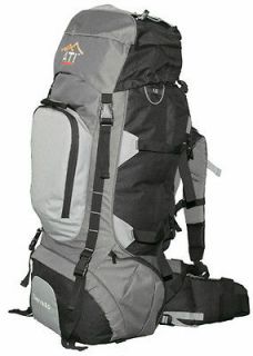NEW 80L Internal Frame Camping Hiking Backpack Gray with Rain Fly