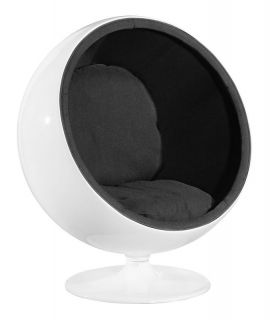 ZUO Mib Glossy White/Black Velour Bubble Chair