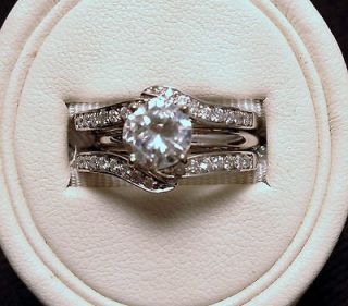 NEW Solitaire Enhancer Diamonds Ring Guard Wrap 14k White Gold Wedding 