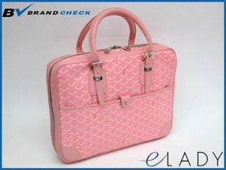 Auth GOYARD DIPLOMATE BUSINESS BAG LEATHER/CANVAS PINK (BF034683)