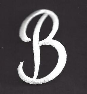 Script Letters   White Script Letter B   Iron On Embroidered 