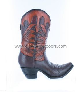 LARGE Cowboy Boot Vase   Eagle Front & Back   Western / Ranch 