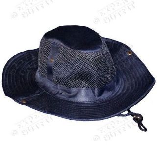 BOONIE HAT Navy Blue BUCKET HUNTING MESH CAP CHIN STRAP NEW WHOLESALE 