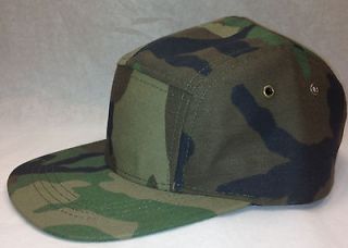 Panel Cadet Hat Cap Camo Camouflage Leather Adjustable Strap NWT 