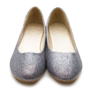 Comfort Glitter Low Heels SILVER US 6 Womens Shoes Ballet Flat Loafers 