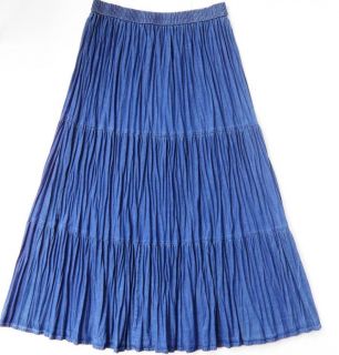   WESTERN BROOMSTICK Skirt SZ Medium Long Blue Chambray Hippy Gypsy