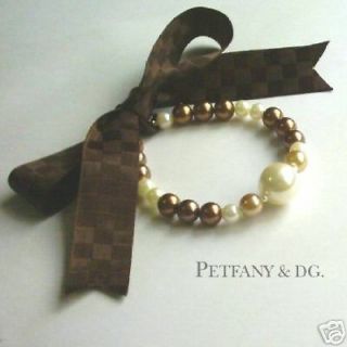 Brown Pearl Ribbon Dog Cat Collar Pet Necklace Teacup poodle chihuahua 
