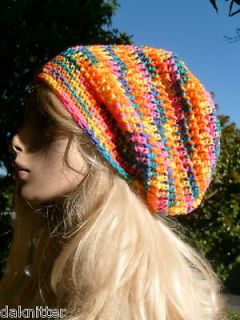 Bikini bright Tam hippie Hat Slouchy rasta Crochet M/L