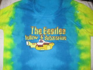 BEATLES Yellow Submarine Tie Dye All Cotton Jrs Licensed Shirt L