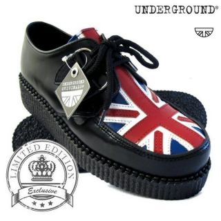   UNDERGROUND Union Jack Wulfrun Lace Up Creepers   Sizes UK 8   UK 12