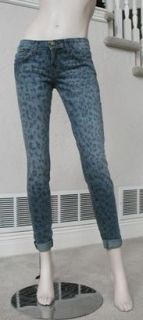 NWT Current/Elliot​t The rolled skinny jeans in Indigo leopard