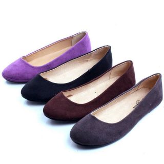 Casual Slip On Shoes Ladies Faux Suede Ballerina Slippers Womens 