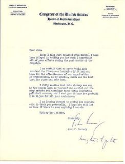 JFK John F. Kennedy Letter JSA Auto Signature Certified Autographed 