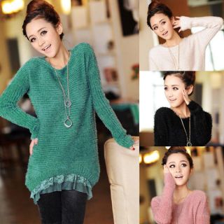   Wool Mohair Fluffy Pullover Knit Sweater Stretchable Knitwear Coat