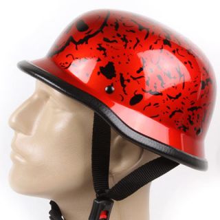 Low Profile Novelty German Chopper Biker Helmet Skull Cap Wine Red ~ S 
