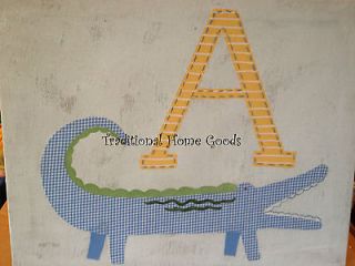 NEW Pottery Barn Kids Nursery Letter ABC A Alligator Canvas Wall Art 