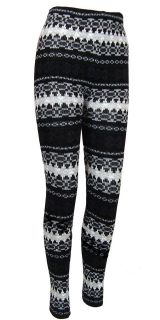   SUPER WARM KNITTED SNOW PANTS LADIES NORDIC AZTEC LEGGINGS ALL SIZES