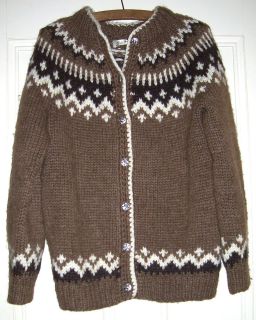 Vintage Icelandic Hand Knit Icewool Alafoss Wool Cardigan Sweater 