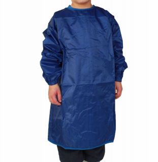 Boys Plain Blue Long Sleeve Art Craft Smock Apron Polyester Size 3 5 