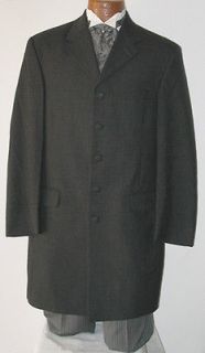   Victorian Charcoal Grey Frock Tuxedo Coat w/ Stripe Pants Ascot 40S