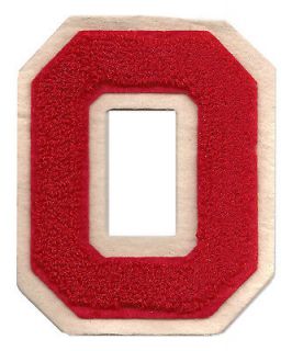 Large Red on White O Letter Versity Letterman Jacket Chenille Patch 