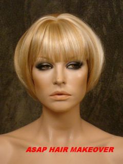 Short Bob Style Wig Wigs with Perfect Volume & Blunt Bangs in Light 