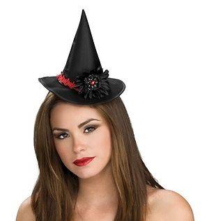 Black Witch Halloween Costume Mini Hat on a Headband