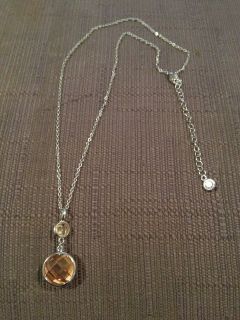 NEW AUTHENTIC CRISLU CHAMPAGNE STONES AND .925 SILVER NECKLACE
