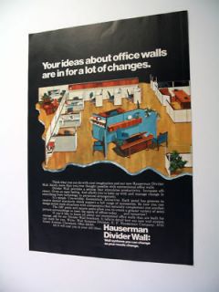 Hauserman Divider Wall office partitions 1970 print Ad