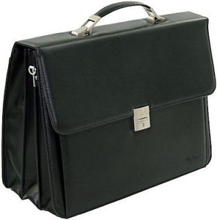 New Thierry Mugler Black Flapover Briefcase Laptop Bag