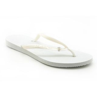 Havaianas Slim Crystal Glamour SW Womens Size 9 White Flip Flops 