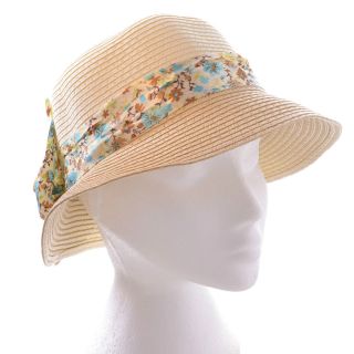 Mentari Hats Foldable Straw Sun Hat + Silk Scarf Pretty Natural 