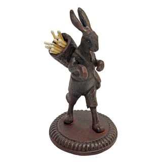 Victorian Wandering Hare Cast Iron Matchstick Holder Rabbit Sculpture