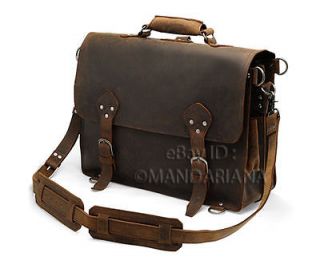   18 Classic Leather Briefcase Backpack Messenger Laptop Bag Satchel