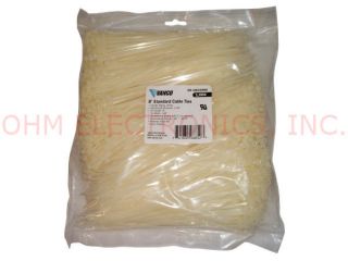   of 1000   8 in inch Natural White 40# lb Cable Zip Ties   # 20 08409M