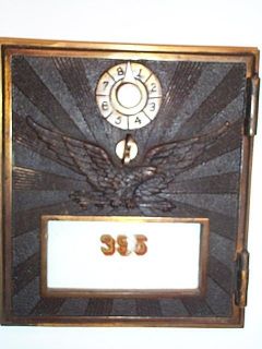 1906 #2 Size Post Office Box Door   Brass   Flying Eagle   #395 