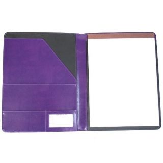   Leather Plum Purple Business Travel File Folder Letter Pad w/Notepad