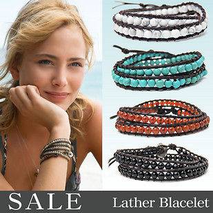 Sale  Fashion Double Strands Gem Stone&Leather JudyCollection Warp 