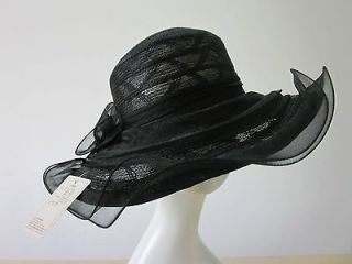   Kentucky Derby Vintage Summer Sun hat wide brim wedding church black
