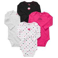   Baby Girls Cupcake 4 pack Long Sleeve Bodysuits Set size 24 months