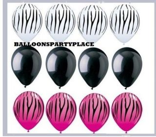 ZEBRA Stripes PRINT Black Wild Berry Hot Pink Party Latex Balloons Set 